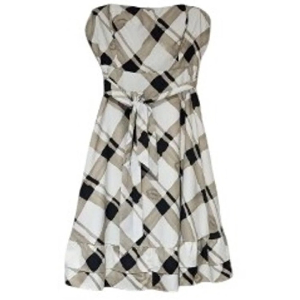 Size 12 - The Limited Plaid Dress - Black, White, and Tan